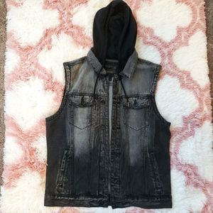21 MEN sleeveless jean vest with hoodie
